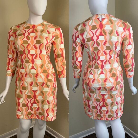 J. Mclaughlin Womens Size L Pink Midaxi Catalyst Catalina Cloth Midi Dress Retro - Picture 1 of 16